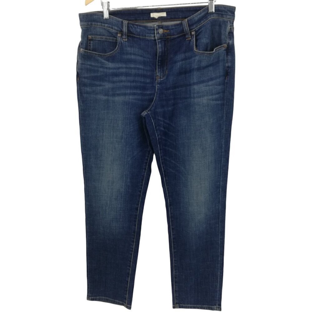 Eileen Fisher Straight Leg Classic Stretch Jeans Size 14 Medium Blue 5 Pocket